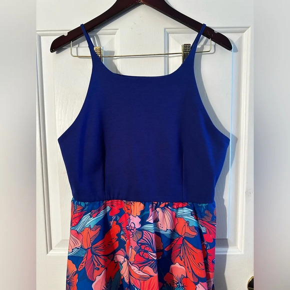 ANTHROPOLOGIE Hi Lo Floral Dress Large PETITE Fit & Flare Tropical Resort HUTCH - Picture 3 of 14